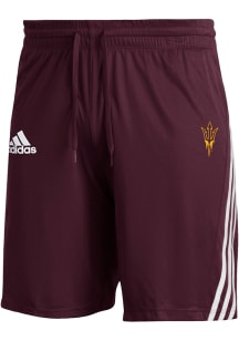 Adidas Arizona State Sun Devils Mens Maroon 3 Stripe Knit Shorts