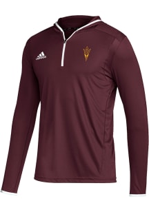 Adidas Arizona State Sun Devils Mens Maroon Team Issue Hooded Long Sleeve 1/4 Zip Pullover