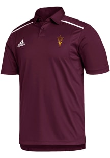 Adidas Arizona State Sun Devils Mens Maroon Team Issue Short Sleeve Polo