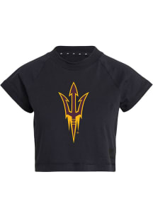 Adidas Arizona State Sun Devils Womens Black Recycled Crop Short Sleeve T-Shirt