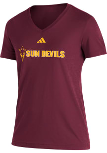 Adidas Arizona State Sun Devils Womens Maroon Blend Short Sleeve T-Shirt