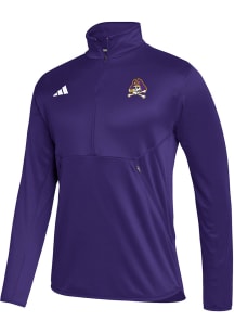 Adidas East Carolina Pirates Mens Purple Stadium Knit Long Sleeve 1/4 Zip Pullover