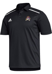 Adidas East Carolina Pirates Mens Black Team Issue Short Sleeve Polo