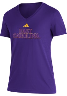 Adidas East Carolina Pirates Womens Purple Blend Short Sleeve T-Shirt