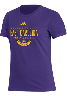 Adidas East Carolina Pirates Womens Purple Fresh Short Sleeve T-Shirt