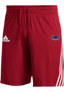 Adidas Florida Atlantic Owls Mens Red 3 Stripe Knit Shorts
