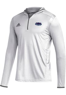 Adidas Florida Atlantic Owls Mens White Team Issue Hooded Long Sleeve 1/4 Zip Pullover