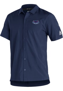 Adidas Florida Atlantic Owls Mens Navy Blue Sideline21 Full Button Short Sleeve Polo