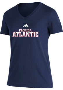 Adidas Florida Atlantic Owls Womens Navy Blue Blend Short Sleeve T-Shirt