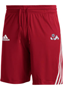 Adidas Fresno State Bulldogs Mens Red 3 Stripe Knit Shorts