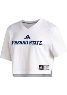 Adidas Fresno State Bulldogs Womens White Crop Jersey Short Sleeve T-Shirt