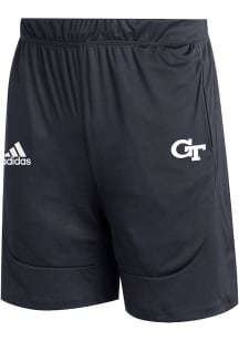 Adidas GA Tech Yellow Jackets Mens Navy Blue Sideline Knit Shorts