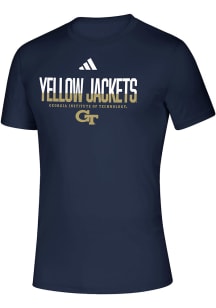 Adidas GA Tech Yellow Jackets Navy Blue Creator Short Sleeve T Shirt