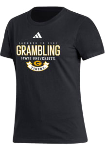 Adidas Grambling State Tigers Womens Black Fresh Short Sleeve T-Shirt