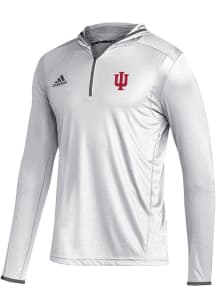 Adidas Indiana Hoosiers Mens White Team Issue Hooded Long Sleeve 1/4 Zip Pullover