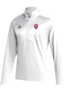 Adidas Indiana Hoosiers Mens White Sideline Woven Long Sleeve 1/4 Zip Pullover