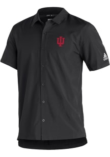 Adidas Indiana Hoosiers Mens Black Sideline21 Full Button Short Sleeve Polo