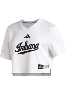 Adidas Indiana Hoosiers Womens White Crop Jersey Short Sleeve T-Shirt