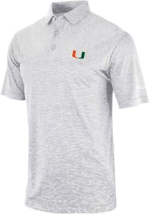 Columbia Miami Hurricanes Mens Grey Heat Seal Heading Out Short Sleeve Polo