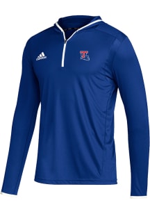 Adidas Louisiana Tech Bulldogs Mens Blue Team Issue Hooded Long Sleeve 1/4 Zip Pullover