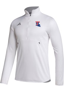 Adidas Louisiana Tech Bulldogs Mens White Stadium Knit Long Sleeve 1/4 Zip Pullover