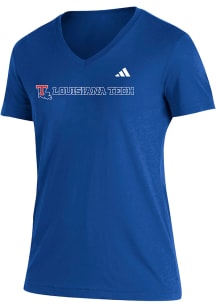 Adidas Louisiana Tech Bulldogs Womens Blue Blend Short Sleeve T-Shirt