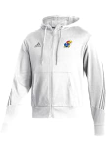 Adidas Kansas Jayhawks Mens White Fashion Hooded Long Sleeve Full Zip Jacket