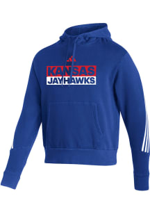 Adidas Kansas Jayhawks Mens Blue Fashion Pullover Long Sleeve Hoodie