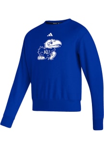 Adidas Kansas Jayhawks Mens Blue Premium Vintage Long Sleeve Crew Sweatshirt