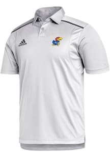 Adidas Kansas Jayhawks Mens White Team Issue Short Sleeve Polo