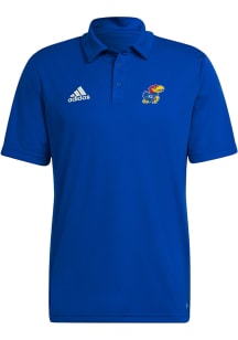 Adidas Kansas Jayhawks Mens Blue Entrada22 Short Sleeve Polo