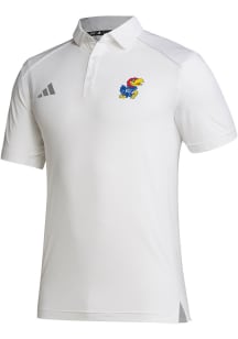 Adidas Kansas Jayhawks Mens White Classic Short Sleeve Polo