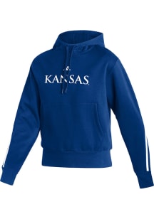 Adidas Kansas Jayhawks Womens Blue Fashion Pullover Hooded Sweatshirt