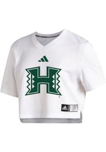 Adidas Hawaii Warriors Womens White Crop Jersey Short Sleeve T-Shirt