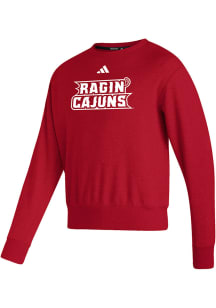 Adidas UL Lafayette Ragin' Cajuns Mens Red Premium Vintage Long Sleeve Crew Sweatshirt