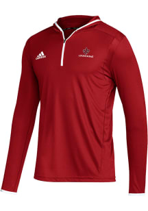 Adidas UL Lafayette Ragin' Cajuns Mens Red Team Issue Hooded Long Sleeve 1/4 Zip Pullover