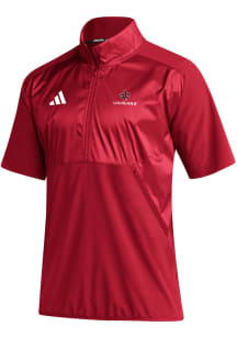Adidas UL Lafayette Ragin' Cajuns Mens Red Sideline Short Sleeve 1/4 Zip