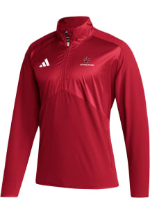 Adidas UL Lafayette Ragin' Cajuns Mens Red Sideline Woven Long Sleeve 1/4 Zip Pullover