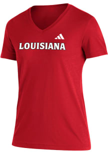 Adidas UL Lafayette Ragin' Cajuns Womens Red Blend Short Sleeve T-Shirt