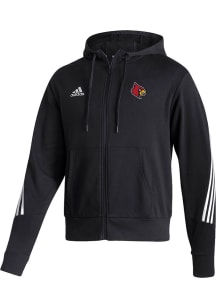 Adidas Louisville Cardinals Mens Black Fashion Hooded Long Sleeve Full Zip Jacket