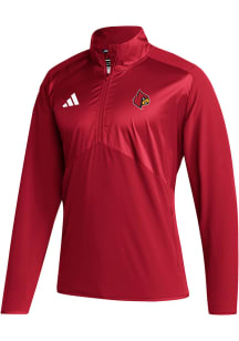 Adidas Louisville Cardinals Mens Red Sideline Woven Long Sleeve 1/4 Zip Pullover