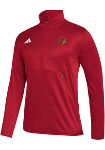 Adidas Louisville Cardinals Mens Red Stadium Knit Long Sleeve 1/4 Zip Pullover