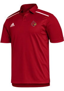Adidas Louisville Cardinals Mens Red Team Issue Short Sleeve Polo