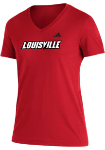 Adidas Louisville Cardinals Womens Red Blend Short Sleeve T-Shirt
