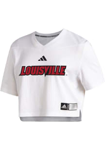 Adidas Louisville Cardinals Womens White Crop Jersey Short Sleeve T-Shirt