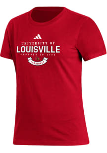 Adidas Louisville Cardinals Womens Red Fresh Short Sleeve T-Shirt