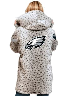 Jill Martin Philadelphia Eagles Womens White Bedazzled Leopard Lounger Medium Weight Jacket