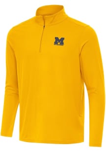 Mens Michigan Wolverines Yellow Antigua Letterwinners M Club Intent Qtr Zip Pullover