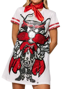 Queen of Sparkles Texas Tech Red Raiders Womens White Sequin Mascot Short Sleeve Dress