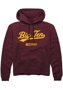 Mens Big Ten Maroon Rally Script Hooded Sweatshirt